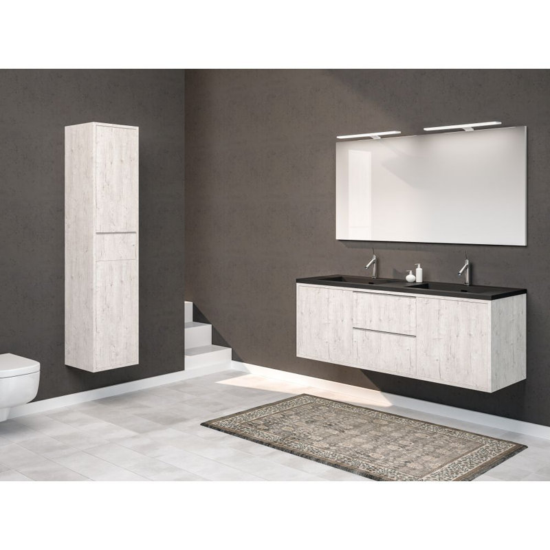 Belfry Bathroom 140 cm breiter wandmontierter Doppelwaschtisch Leonidas